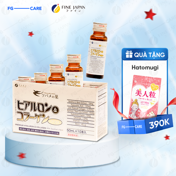 Nước uống Fine Japan Hyaluron & Collagen with Swallow's Nest 10 Chai x 50ml