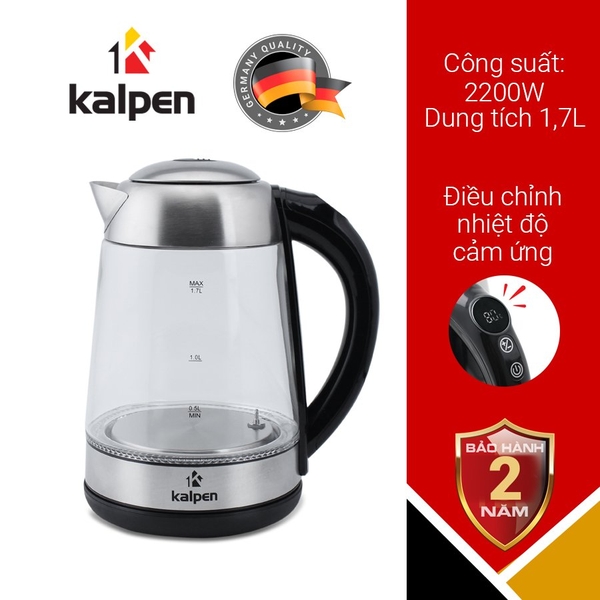  Ấm đun nước siêu tốc thủy tinh điều chỉnh nhiệt độ Kalpen KK88