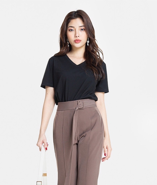 Áo thun trơn cổ tim