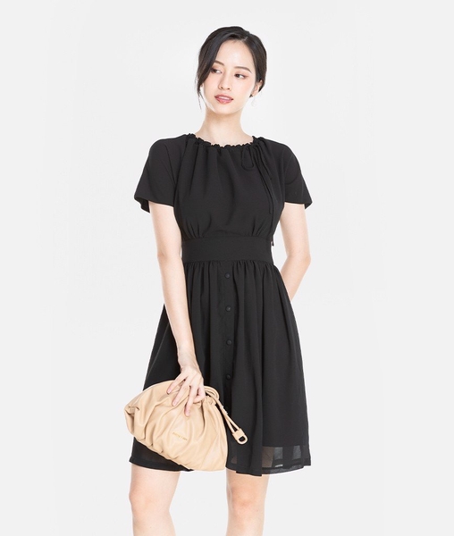 Đầm chiffon xếp nhún