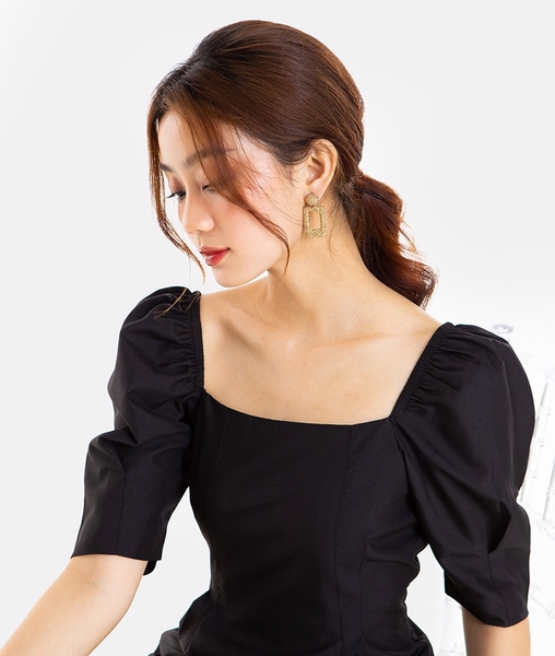 Đầm cotton tay phồng