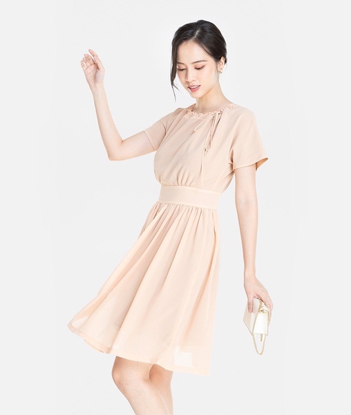 Đầm chiffon xếp nhún