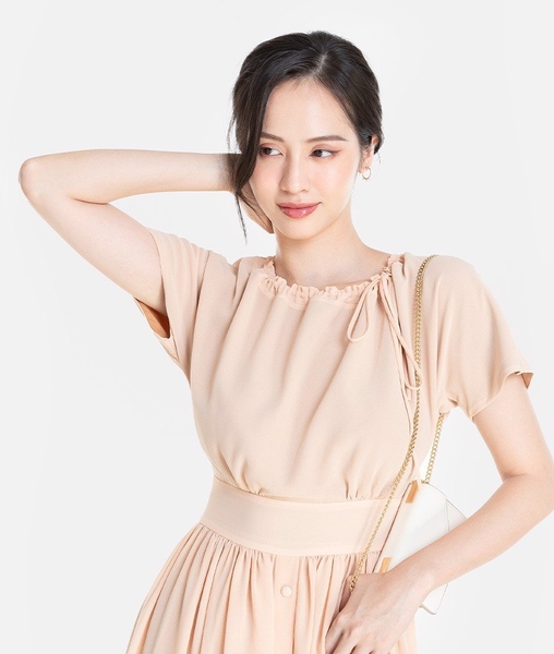 Đầm chiffon xếp nhún
