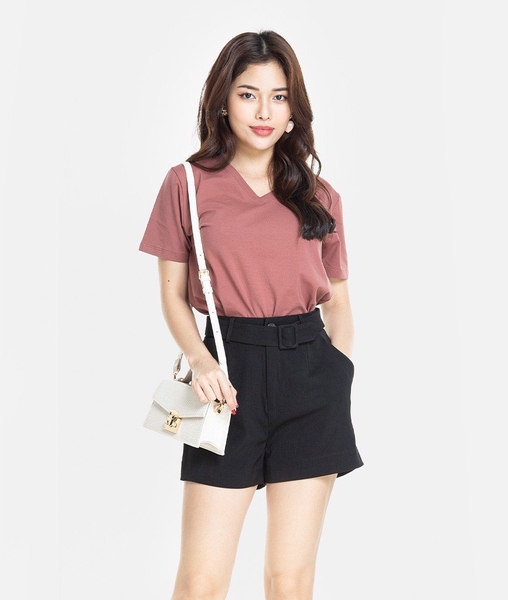 Áo thun trơn cổ tim