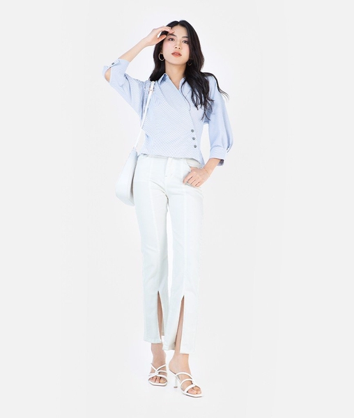 Sơ mi vạt đắp tay liền