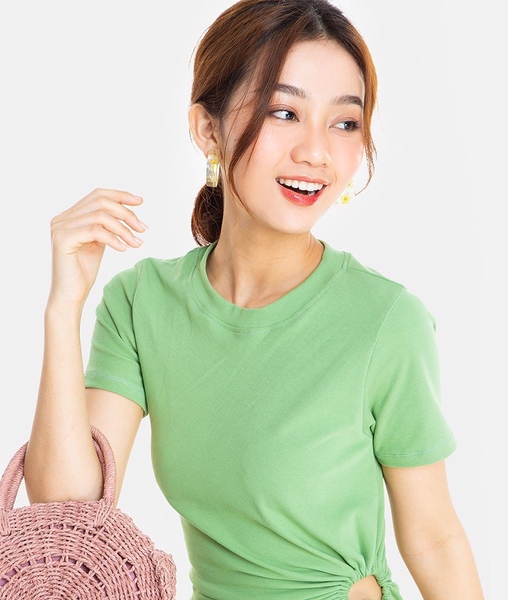 Đầm thun rút vòng tròn eo