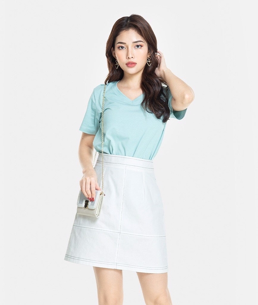 Áo thun trơn cổ tim