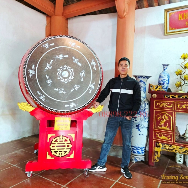 Trống Đình Chùa 100×120cm – Trống Đại Gỗ Mít Da Trâu