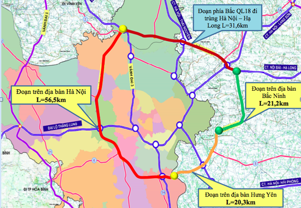 [Infographics] Đường Vành đai 4 trị giá hơn 85.000 tỷ đồng, hoàn thành năm 2027