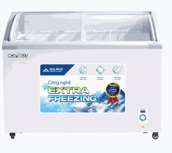 Tủ đông trưng kính cong bày Hòa Phát 1 ngăn 2 cánh HSF AD6280.C1 500 lít