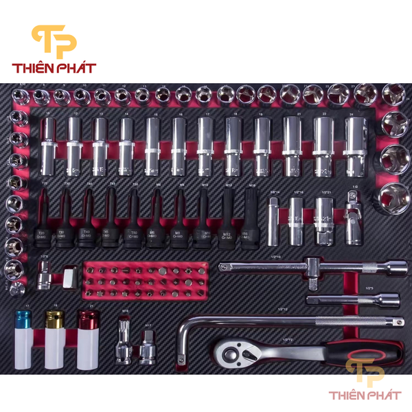 Tủ đồ nghề 7 ngăn 421 chi tiết Thiên Phát TP1702a cho gara sửa chữa oto, xưởng cơ khí