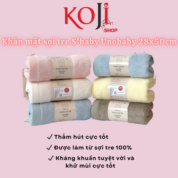 Khăn mặt sợi tre S'baby Unobaby 28x50cm