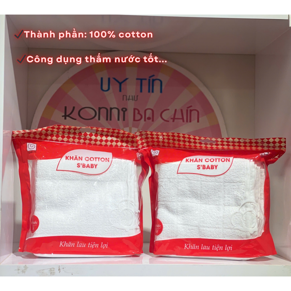 Khăn Cotton S'Baby 28x28cm - Gói 10 chiếc