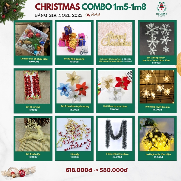 Combo phụ kiện cây thông noel 2023 - 1m5-1m8