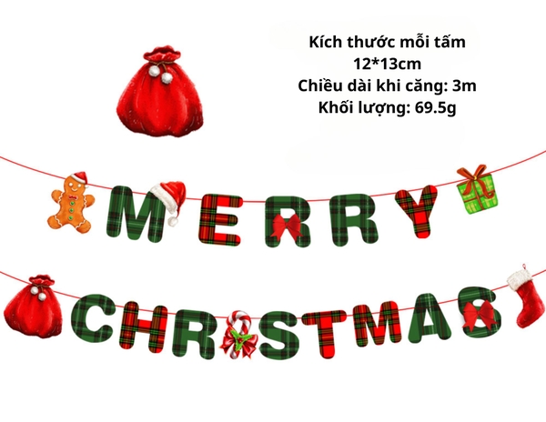 Dây chữ merry chritsmas 3m