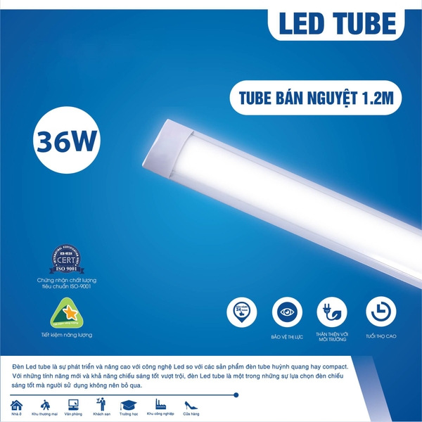 Bóng đèn led bán nguyệt 1m2 - 36W