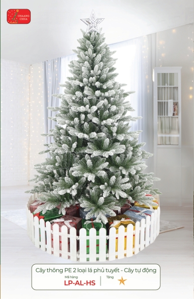 Cây thông PE 2 loại lá phủ tuyết - cây tự động 150 cm - mã LP-AL-HS5 | Xưởng Decor