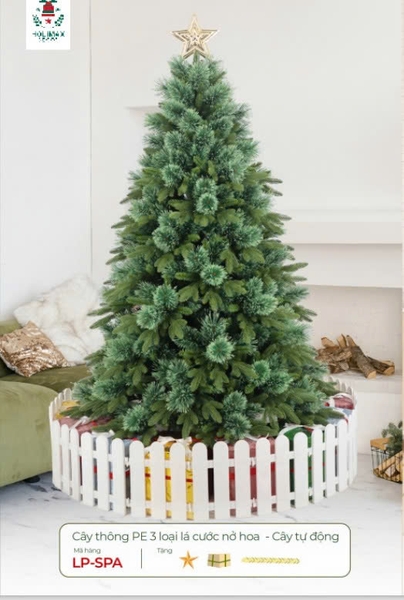 CÂY THÔNG PE 3 LOẠI LÁ CƯỚC NỞ HOA  - CÂY TỰ ĐỘNG
