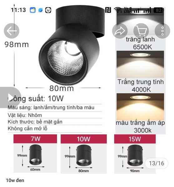 Đèn ống bơ xoay 360 độ