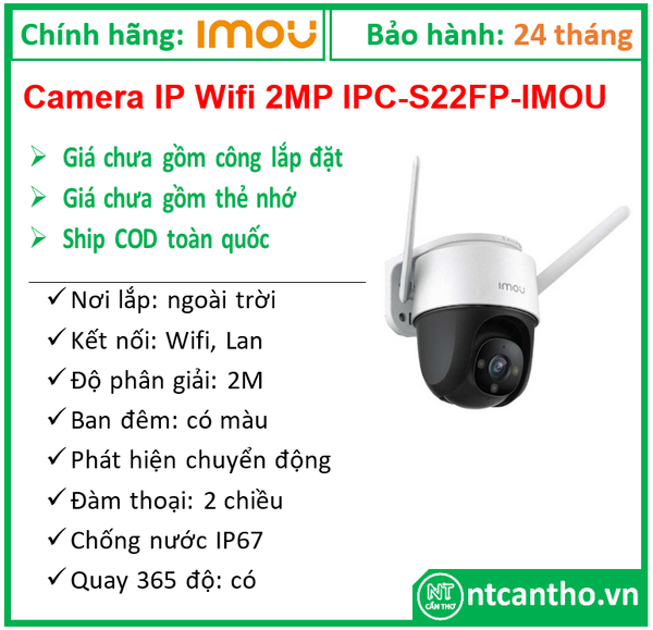 Camera IP Wifi  2MP IPC-S22FP-IMOU; 24T