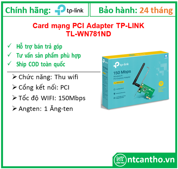 Card mạng TP-LINK PCI TL-WN781ND; 24T