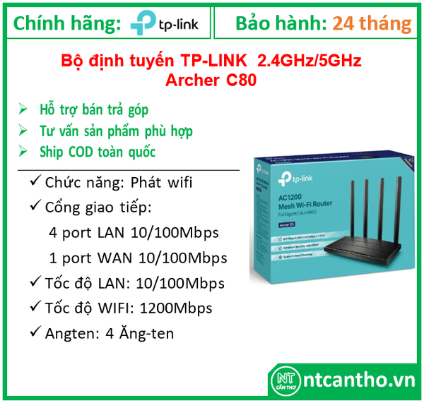 Bộ Phát Wifi Tp Link  Archer C80 _2.4GHz/5GHz; 24T