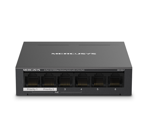 Switch POE 4 Port Mercusys MS106LP ms10/100Mbps- ( 6P PoE +2 Uplink); 24T