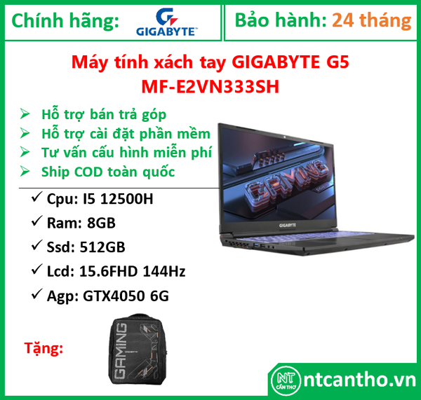 Máy tính xách tay GIGABYTE G5 MF-E2VN333SH (i5-12500H, 8GB, 512GB SSD, 15.6