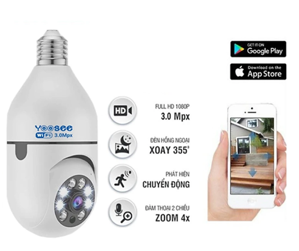 Camera IP Robo Yoosee YKT-2209 5.0Mpx hình bóng đèn ngụy trang; 06T