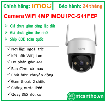 Camera WIFI 4MP iMOU IPC-S41FEP- H.265; 24T
