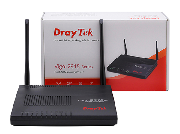 Thiết bị cân bằng tải Draytek Vigor 2915ac (Phát wifi/ AC1300Mbps/ 2 Ăng-ten ngoài/ 2 cổng WAN/ 55 User); 24T
