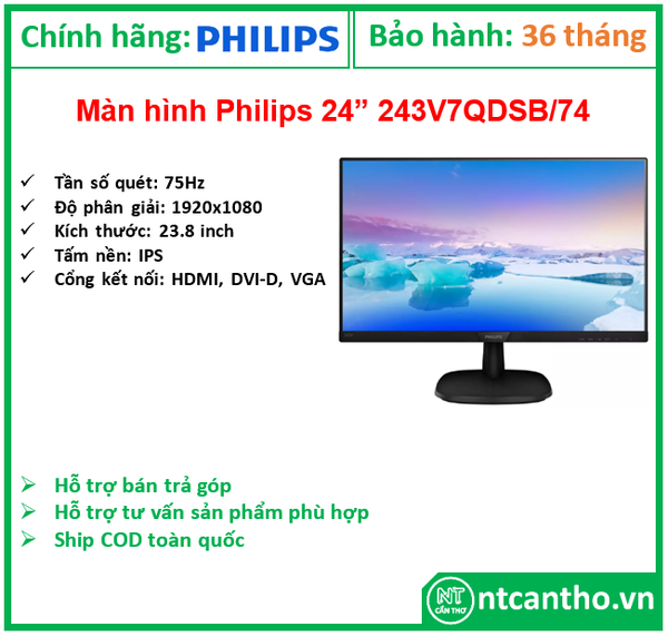 Màn hình LCD Philips 243V7QDSB/74 (24