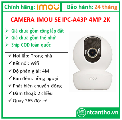Camera Imou  SE IPC-A43P 4MP 2K Quay 360; 24T