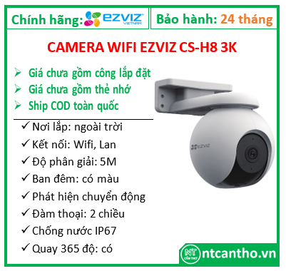 Camera IP WiFi  EZVIZ CS-H8 Pro 3K (5MP, 4mm); 24T