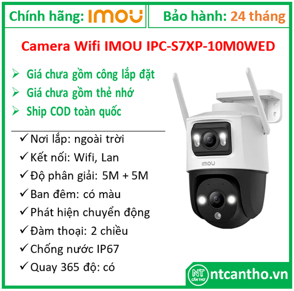 Camera Wifi IMOU IPC-S7XP-10M0WED (10MP, 2 ống kính, Xoay 360, đàm thoại 2 chiều); 24T