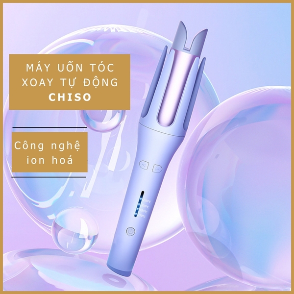 Máy uốn tóc xoăn tự động CHISO trục uốn 32mm công nghệ xoay 1 chạm, ion âm không làm hư tóc, phiên bản mới nhất