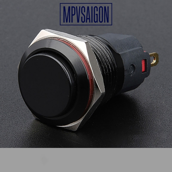 Công tắc kim loại vỏ đen 12mm nhấn nhả/ nhấn khóa 12V 24V