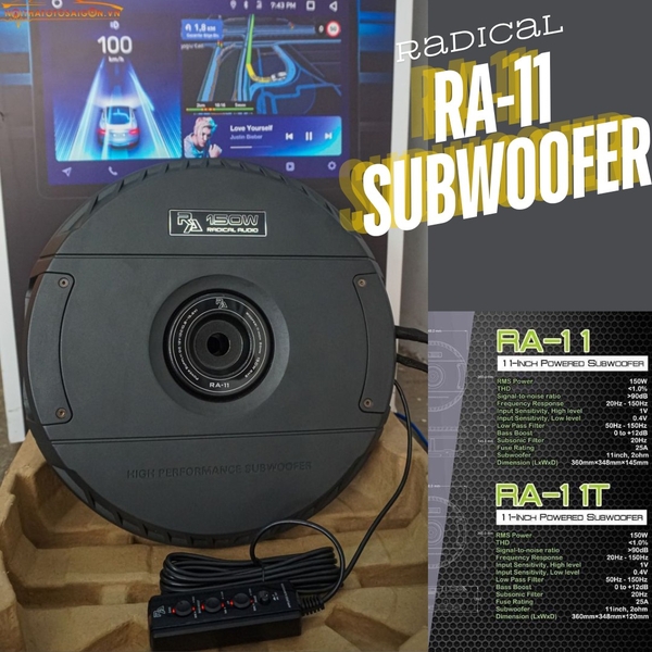 LOA SUB WOOFER đặt hốc bánh sơ cua RADICAL RA-11: nhỏ gọn mà uy lực