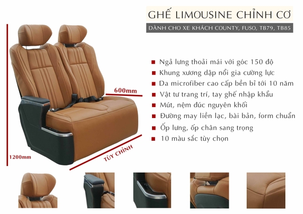 BROCHURE GHẾ LIMOUSINE CHỈNH CƠ XE KHÁCH COUNTY, FUSO, TB79, TB85