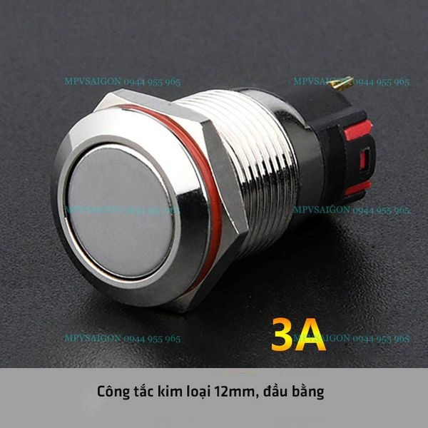 Công tắc 12mm kim loại đầu bằng