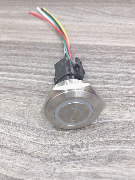 Công tắc kim loại LED 30mm hình nguồn 12V 24V Nhấn nhả
