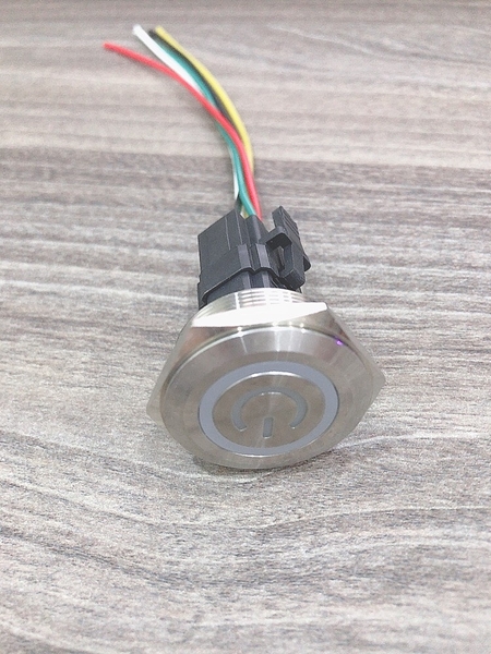 Công tắc kim loại LED 30mm hình nguồn 12V 24V Nhấn nhả