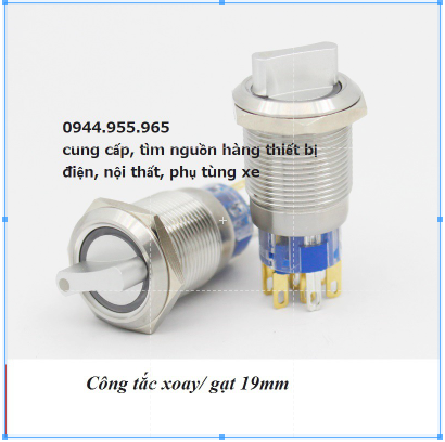 Bộ công tắc gạt xoay 2 nấc on off 19mm kim loại có LED 12V 24V