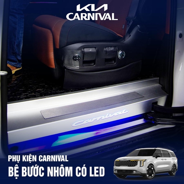 Ốp bệ bước chân hợp kim nhôm Carnival 2024 2025 - Ốp bệ bước inox có LED chuyên dụng Carnival