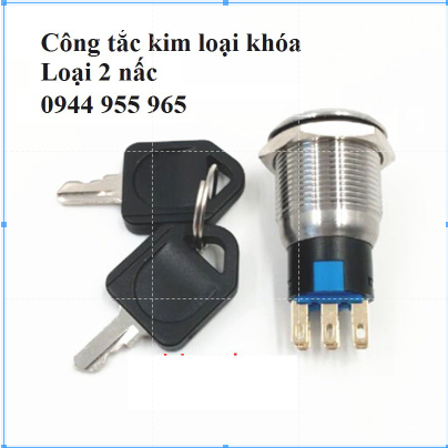 Công tắc kim loại 19mm khóa chìa