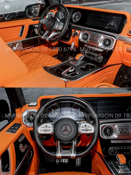 Benz G-class bọc da đổi màu nội thất cam Hermes