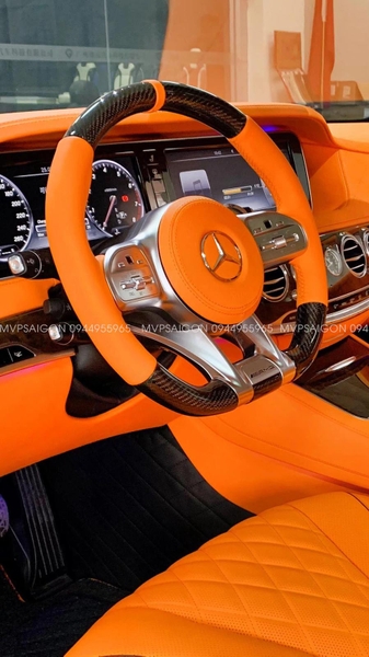 Benz S-class đổi màu nội thất cam Hermes