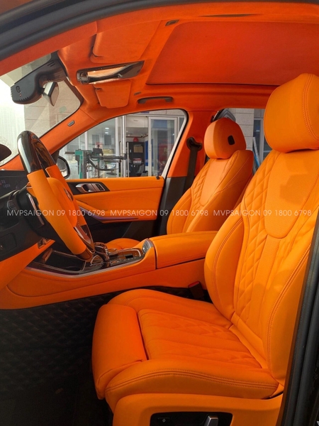 BMW X5 bọc da đổi màu nội thất cam Hermes