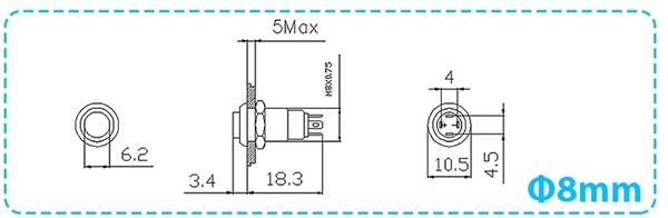 LED tín hiệu 8mm có dây