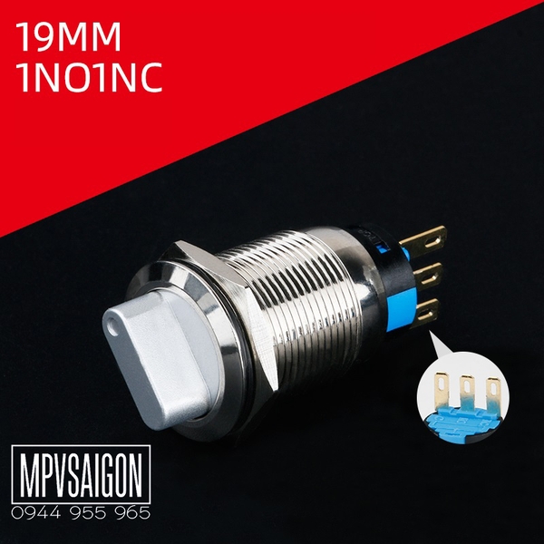 Công tắc 19mm kim loại xoay 3 nấc